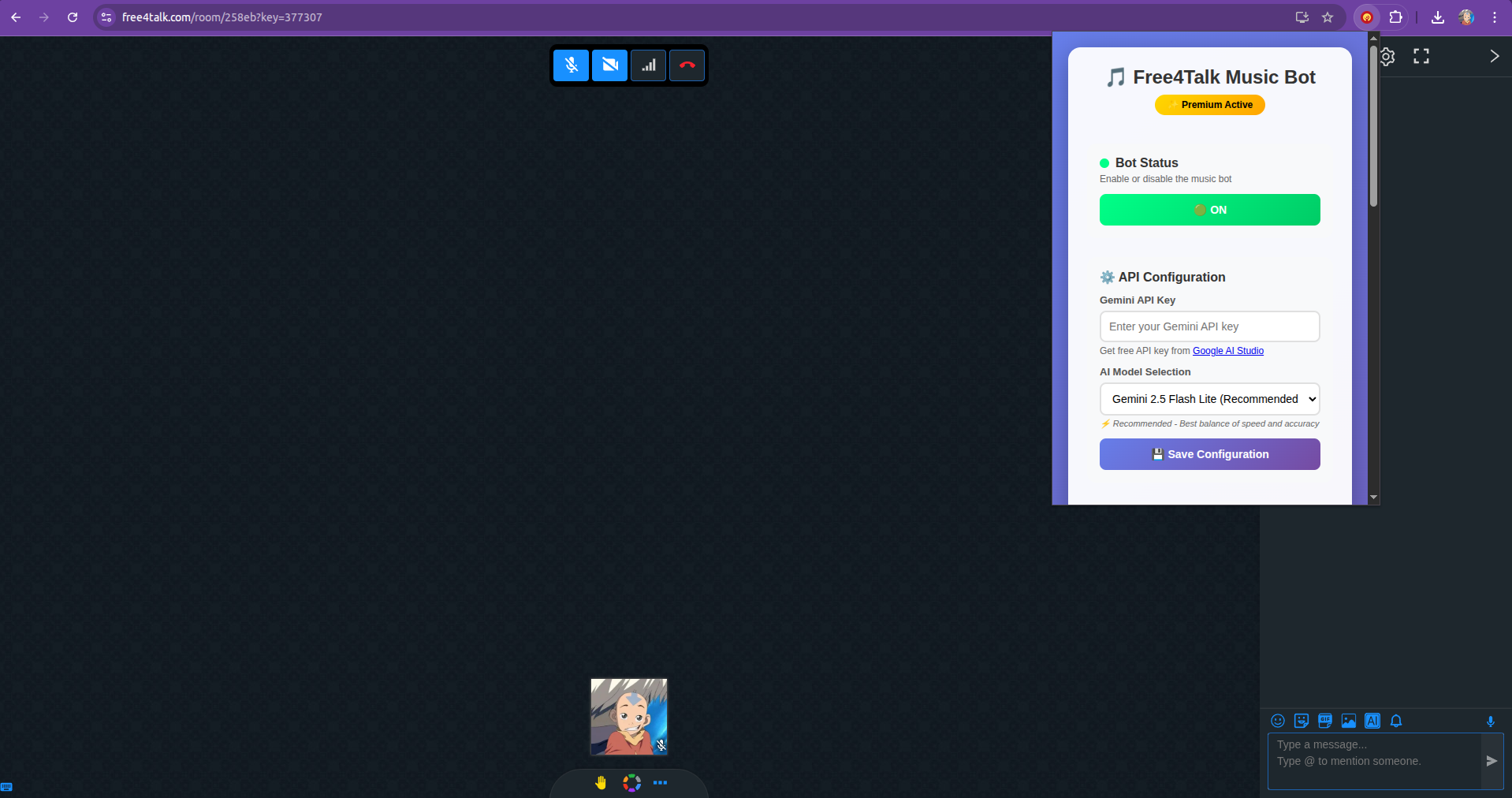 Music Bot extension popup